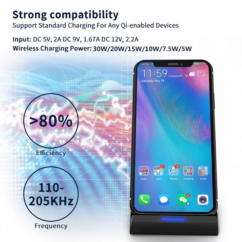 Быстрое беспроводное зарядное устройство 30 Вт для Iphone 14 13 12 11 Pro Xs Max Xr X 8 Se, подставка для быстрой зарядки для Samsung S22 S21 S20 Note 20