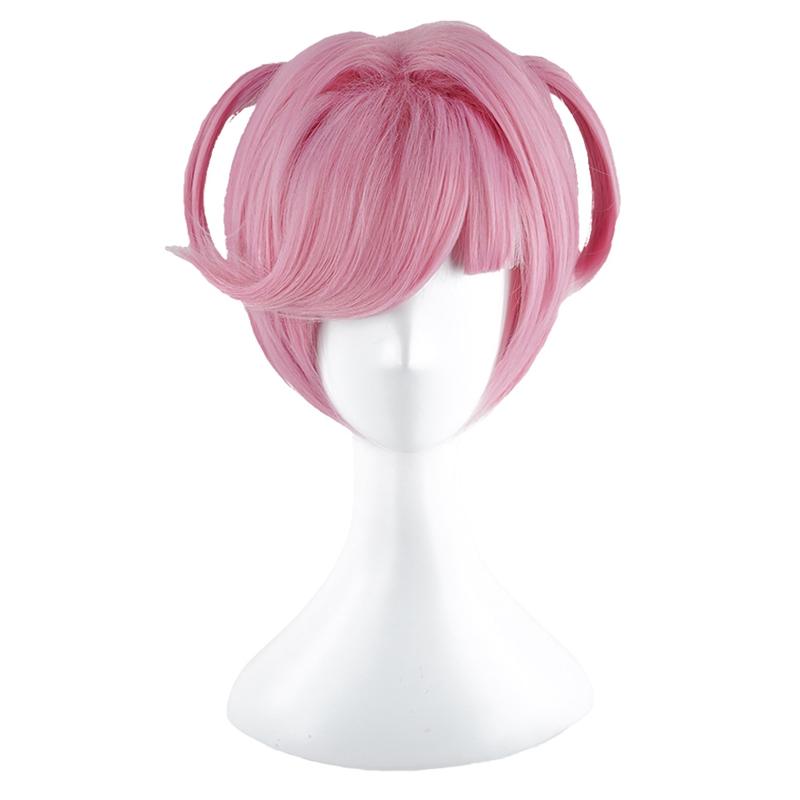 Professional Game DDLC Doki Doki Literature Club Natsuki Wigs Pink Short Heat Resistant Synthetic Hair Party Cosplay Wig + Wig Cap
