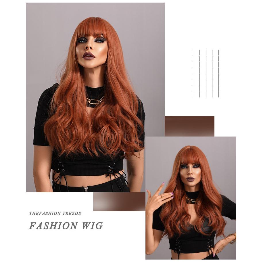 Жен. 60 см Искусственные волосы Темно-коричневый Парик Длинные волосы Длинные вьющиеся волосы Розовые волосы Сетка Головные уборы Полный головной убор Натуральный настоящий парик