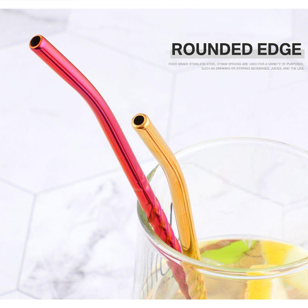 Home Reusable Bar Tea Metal Drinking Straw Coffee Spoons Stainless Steel Straws Spoon