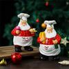 Настольный декор в виде фигурок, Полимерная статуэтка Санты-повара, держащего хлеб и вино, Рождественская декорация в виде банки для печенья, Комнатные праздничные украшения для кухни, Dinin