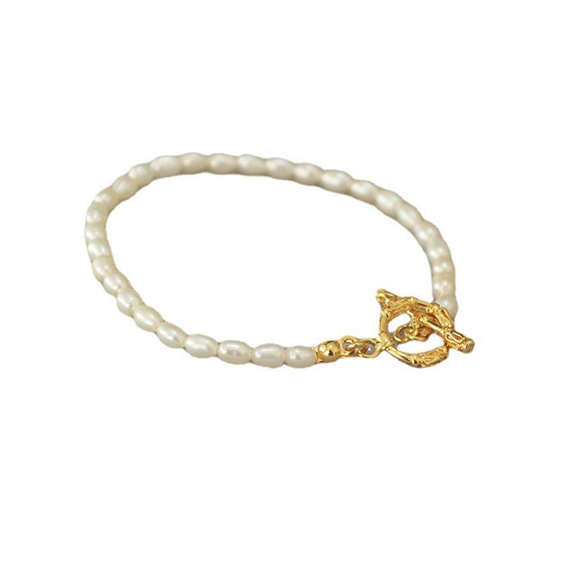 Французский красивый водный рис зерно маленькая жемчужина ретро виноградная лоза цветок ветка OT застежка простой короткий темперамент ожерелье цепочка на ключицу женская