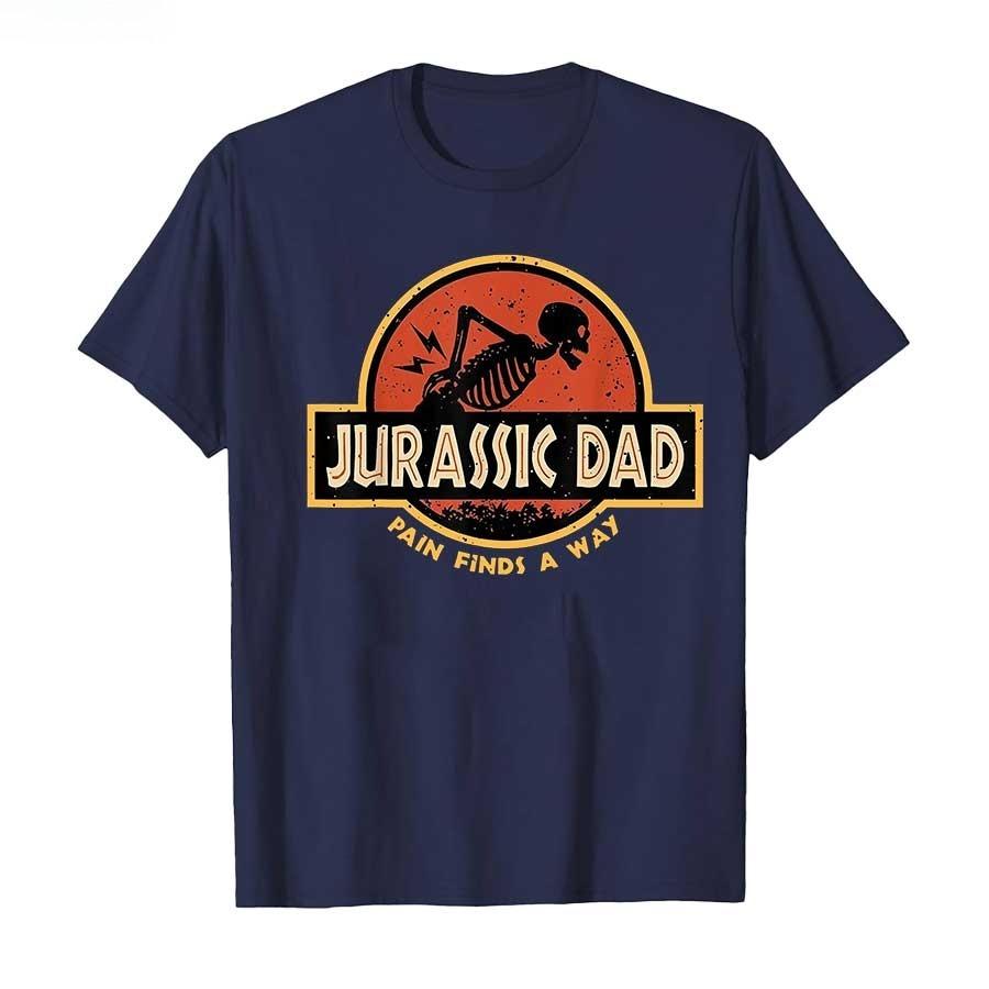 2026 Hot Sale Jurassic Dad Pain Finds A Way Funny Sarcastic Skeleton T-shirt for Men Women Cotton T Shirts Casual Loose Short Sleeve Tops Tee