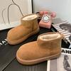 2025 Обувь Sangpo зима мягкая кожа новая женская обувь зимние ботинки женские нескользящие водонепроницаемые бархатные толстоподошвенные теплые ботинки хлопковая обувь