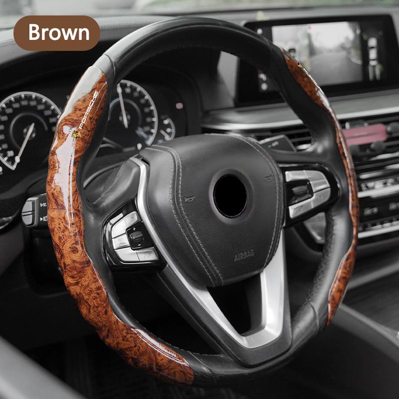 Car Steering Wheel Cover Anti Slip Microfiber Leather Protection Cover For Porsche Macan 911 718 Taycan Panamera Cayenne Boxster PS4