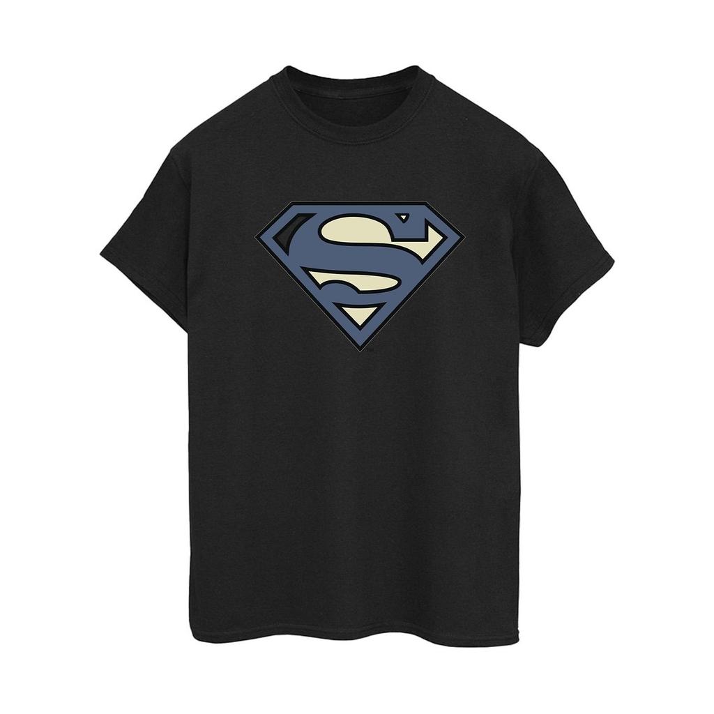 DC Comics Womens/Ladies Superman Indigo Blue Logo Cotton Boyfriend T-Shirt