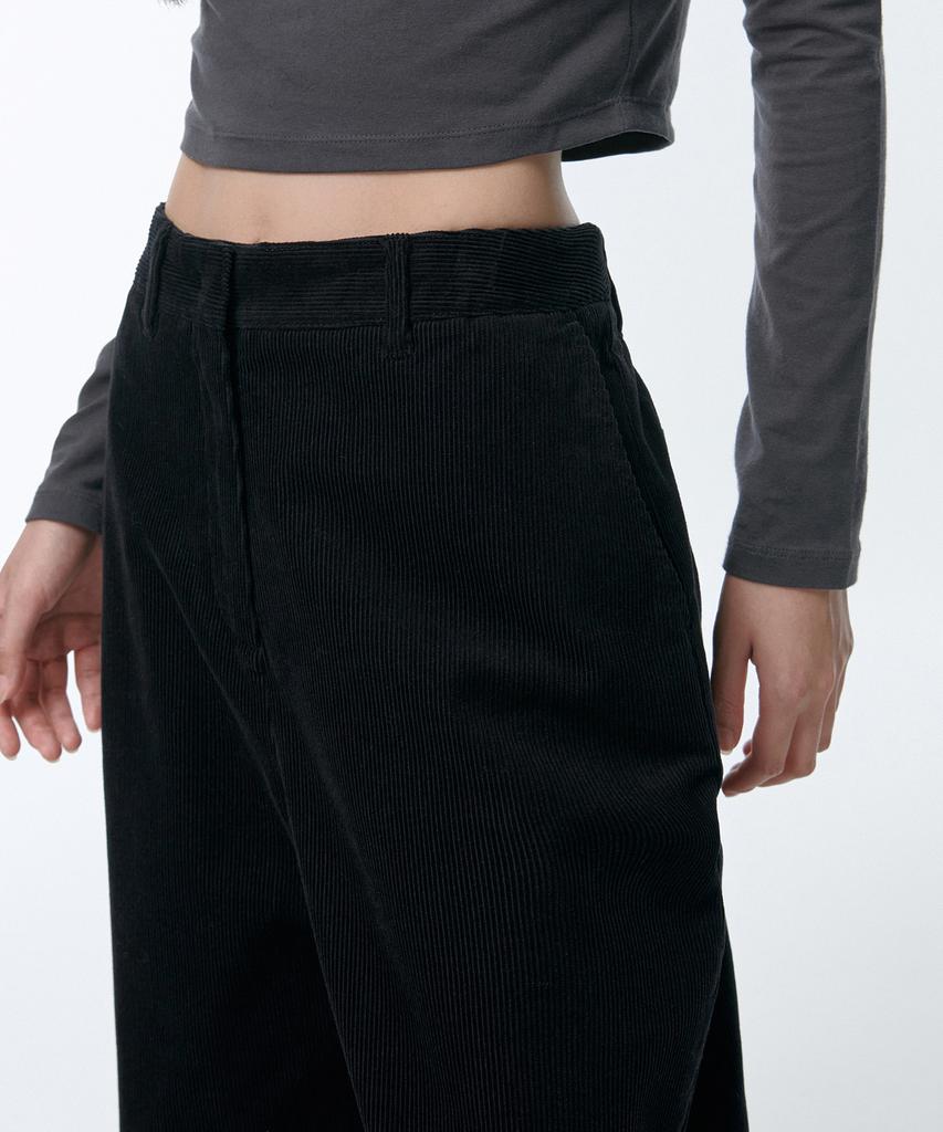 MUSINSA STANDARD WOMAN Женские широкие вельветовые брюки [Черный]