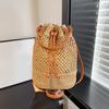 Ins плетеная соломенная сумка-ведро женская летняя пляжная сумка через плечо женские ретро дорожные сумки на плечо на шнурке для отпуска