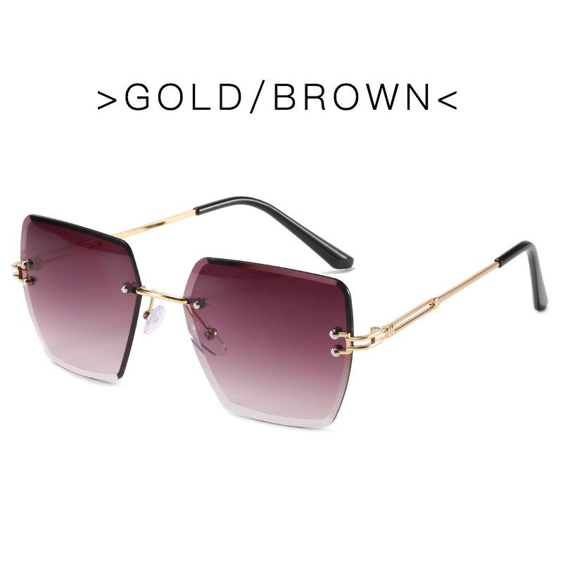 Trendy Polygonal Gradient Men Sunglasses New Frameless Cut Edge Sunglasses for Women Sunscreen and Shading Sunglasses