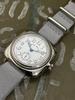 Military Cushion Watch with White Dial and Gray Buckskin Nato Strap [M.R.M.W.]