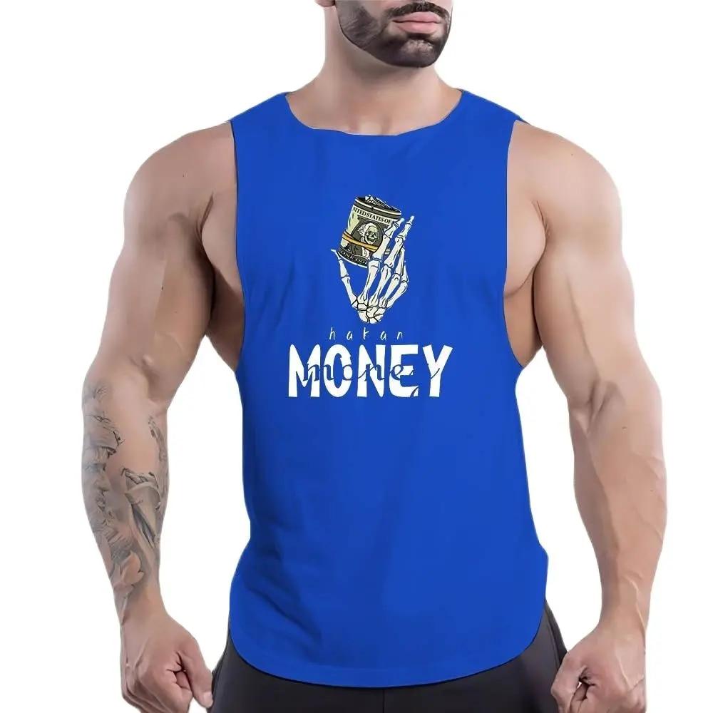 Летняя мужская повседневная спортивная жилетка с круглым вырезом для взрослых, простая модная дышащая футболка без рукавов с креативной графикой и 2d принтом