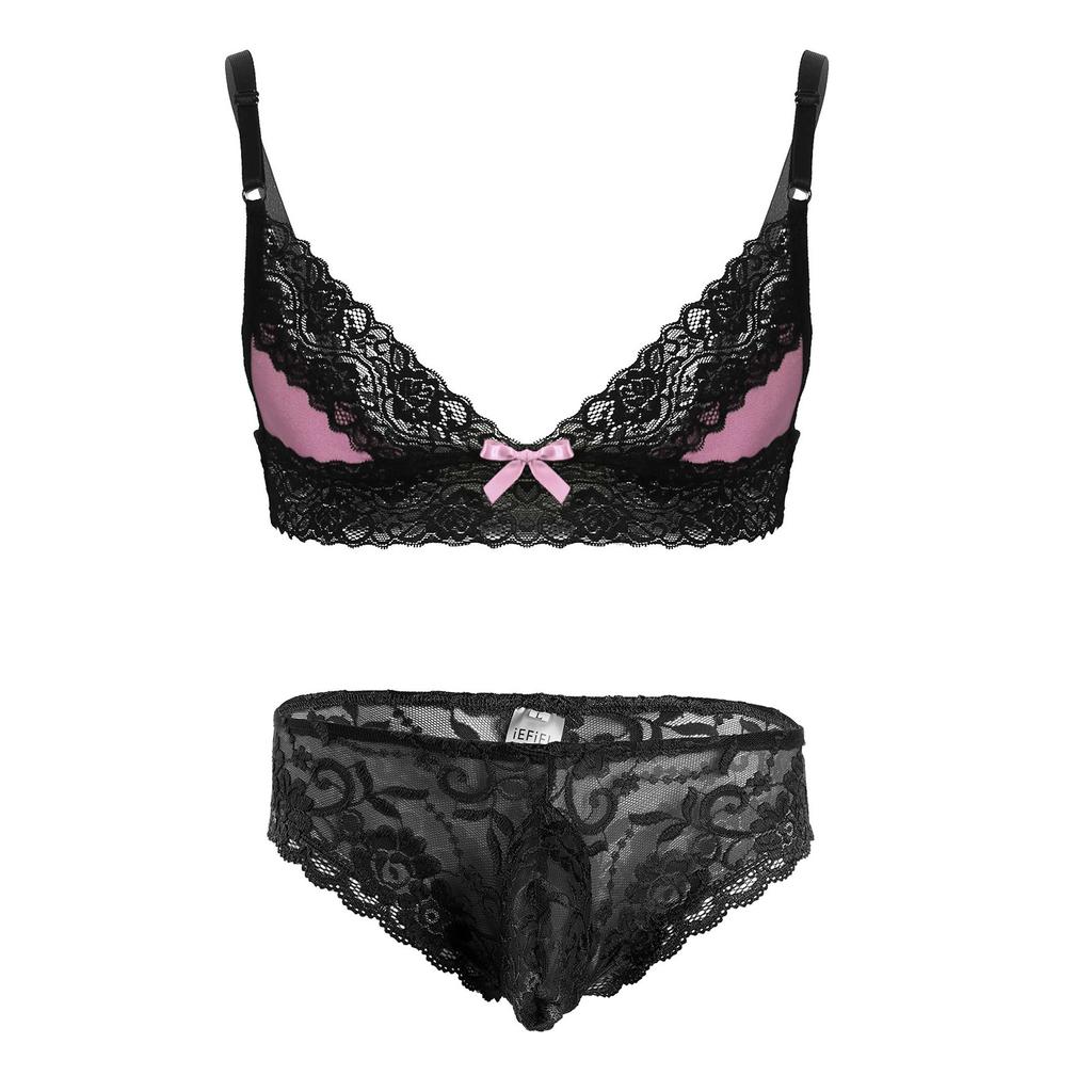 Мужской комплект нижнего белья Sissy, регулируемые бретели, бюстгальтер, топ с трусами, нижнее белье для сна, одежда для сна