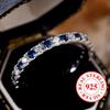 Elegant S925 Sterling Silver Blue White Zircon Rings for Women Exquisite Gemstone Engagement Rings Fine Jewelry