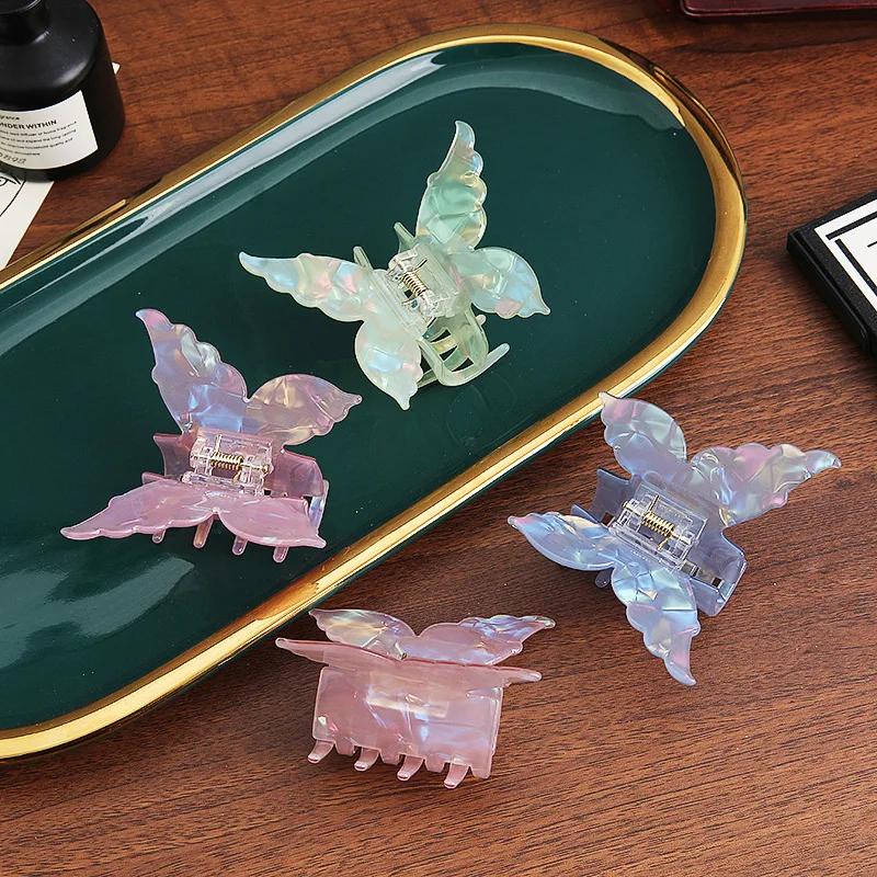 Градиентная бабочка для волос, корейские простые модные заколки для волос, головные уборы, заколки для волос, женские красочные украшения для волос, стильные аксессуары