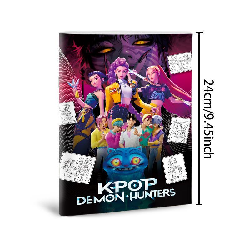 Kpop Demon Hunters Anime Coloring Book, Cute Line Art Drawing Book for Kids, Ideal Gift for Fans