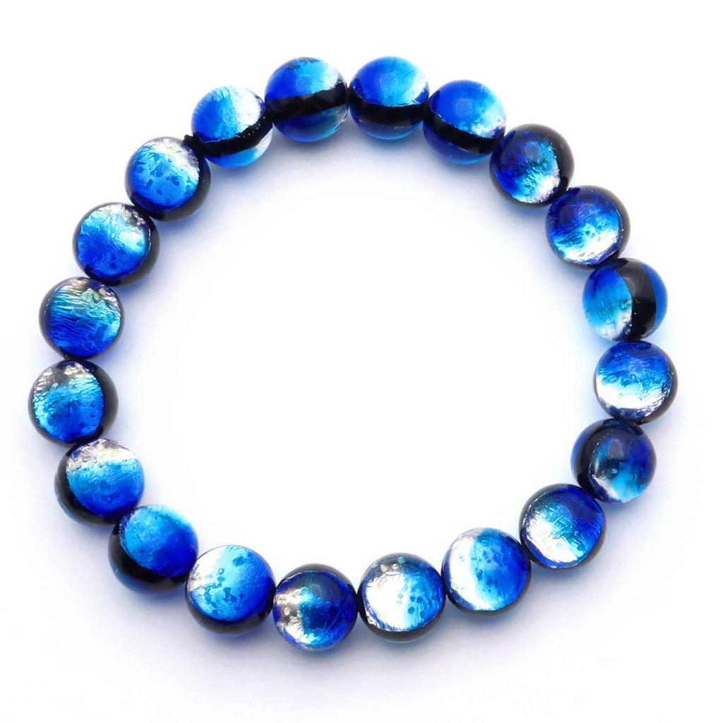 [GOLD STONE] Yonaguni Blue Firefly Glass 10mm Glowing Bracelet from Yonaguni Island, Okinawa, Inner Diameter: Approx. 16.5cm