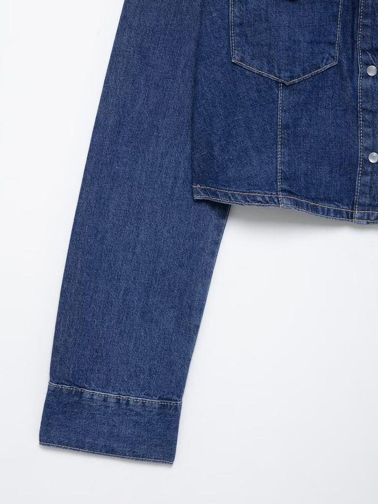 Женская мода весна 2025: Джинсовая рубашка европейского и американского стиля с длинными брюками