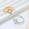 New Fashion Simple Stainless Steel Geometric Opening Adjustable Ring Light Luxury Niche Fashion Four-Leaf Clover Ring Female
