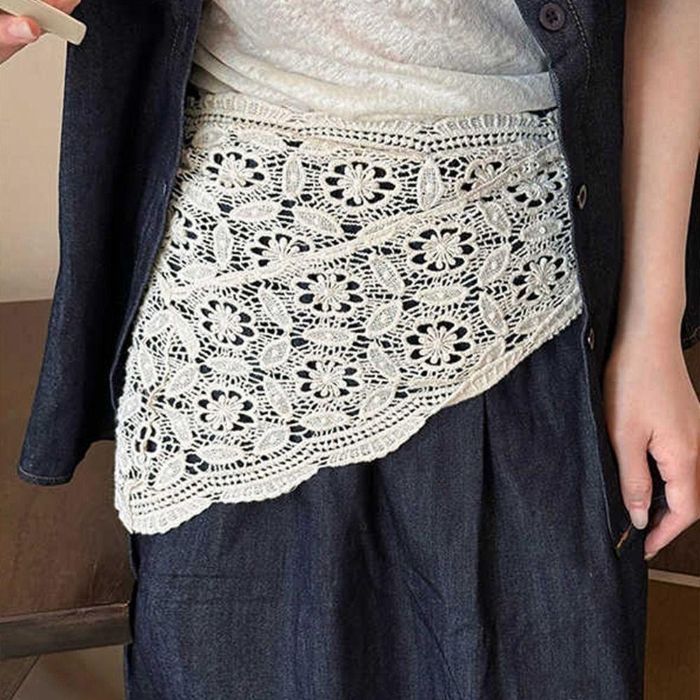Lace Design Lace Scarf Simple Flower Triangle Scarf Simple Design Hip Scarf Women's Fashion
