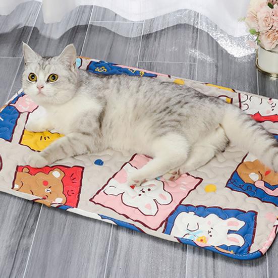 Коврик для домашних животных с мультяшным животным принтом, спальный коврик для собак, летняя влагопоглощающая нескользящая подушка для отдыха для кошек для маленьких домашних животных