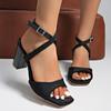 High heels women's summer new square head water word with sandals temperament thick heel sandals women