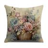 Spring Nordic Style Flower Basket Pillowcase Decorative Linen Pillowcase Sofa Cushion Pillowcase