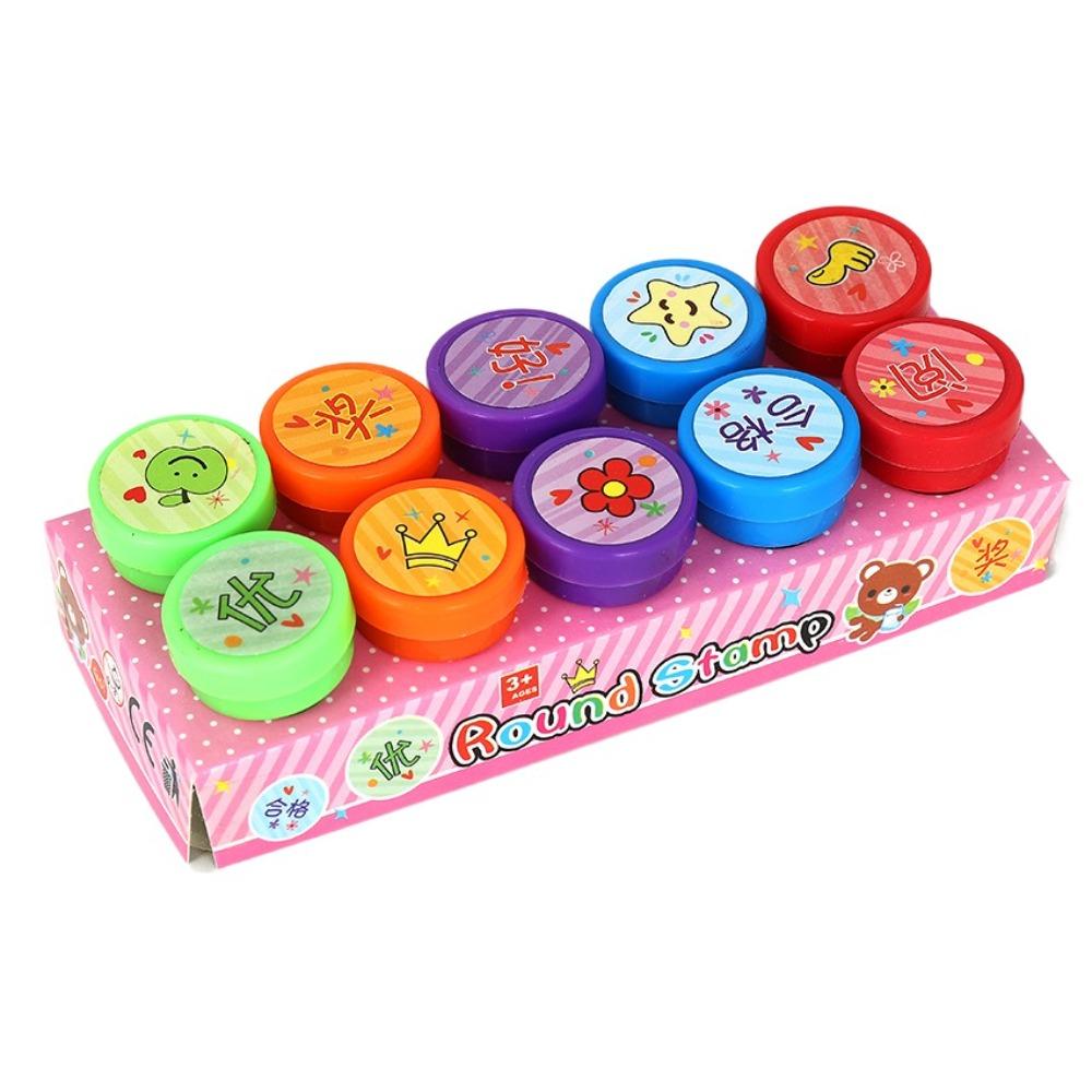 10/12/26Pcs Cartoon Children's Self-stamp Set for Children Treasure Box Prize Birthday Party Gift
