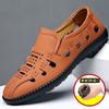 Летние мужские повседневные сандалии удобные мягкие дышащие туфли с отверстиями модные трендовые плоские туфли с одной педалью пляжная обувь
