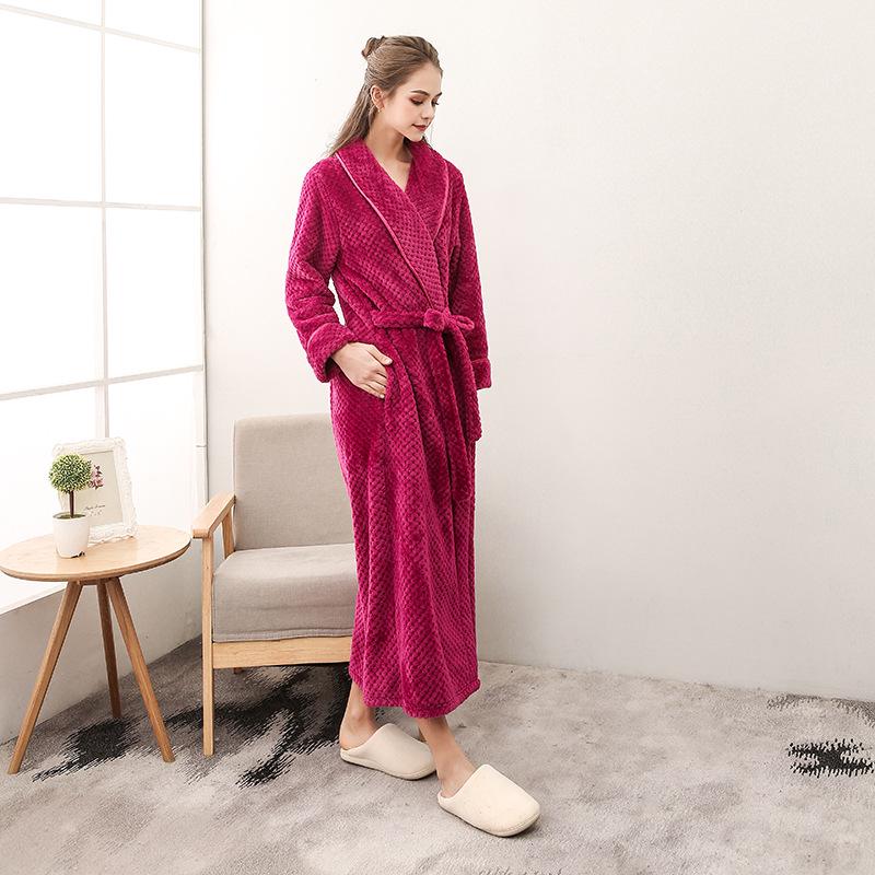 Lounge Robes Autumn and Winter Thickened Facecloth Bebe Velvet Couple Robe Plus Large Size Comfortable and Elegant Fixed Belt Bathrobe Simple Bathrobe
