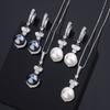 Jewelry Zircon Micro Inlaid Women's Light Luxury Fashionable Pearl Pendant Set Design Simple Earring Set Holiday Gift