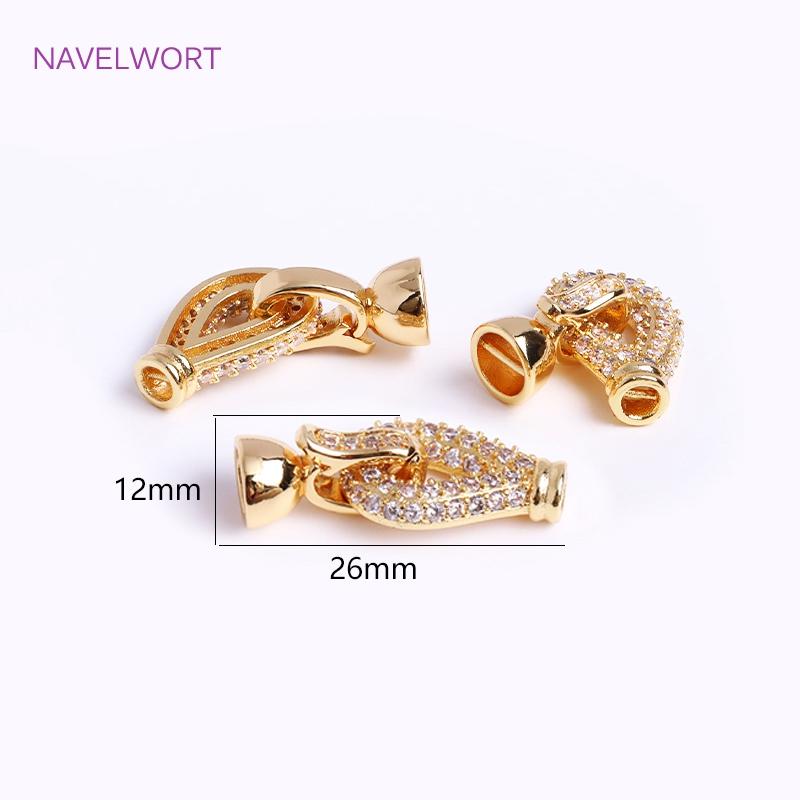 18K Gold Plated Teardrop Connector For Bracelet Making,Inlaid Zircon Pearl Clasps Fastener Accessory Parts Material Wholesale