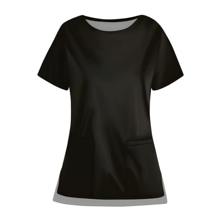 Женский повседневный однотонный топ с карманом, рабочая униформа, круглый вырез, открытый низ, защитный