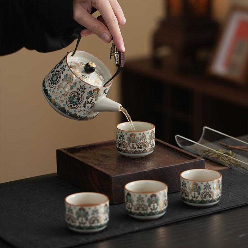 Керамический чайный набор Deou Xingguang с золотой и серебряной инкрустацией в подарочной коробке