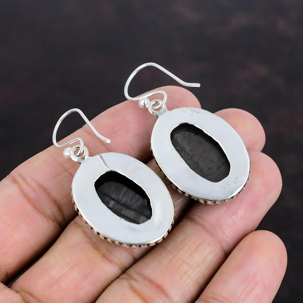 Серьги из гиперстена, настоящие драгоценные камни, винтажные серьги, серьги из стерлингового серебра 925 пробы, украшения из гиперстена, украшения ручной работы, подарки для жены