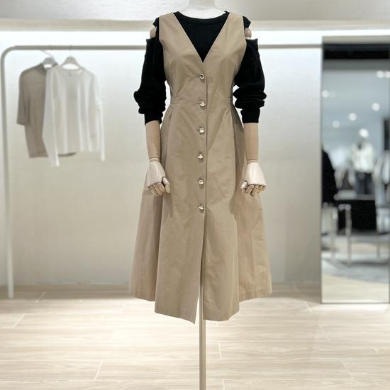 V252PSE943 Button Sleeveless Dress
