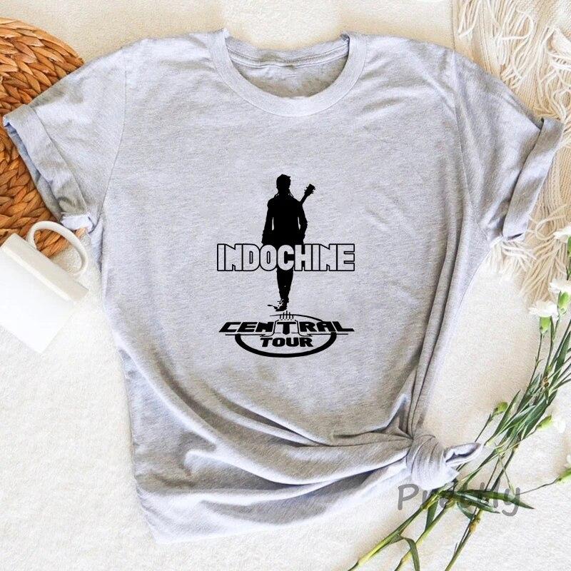 Футболки рок-группы Indochine Central Tour, уличная женская летняя футболка с коротким рукавом, винтажная женская одежда с графическим принтом, унисекс