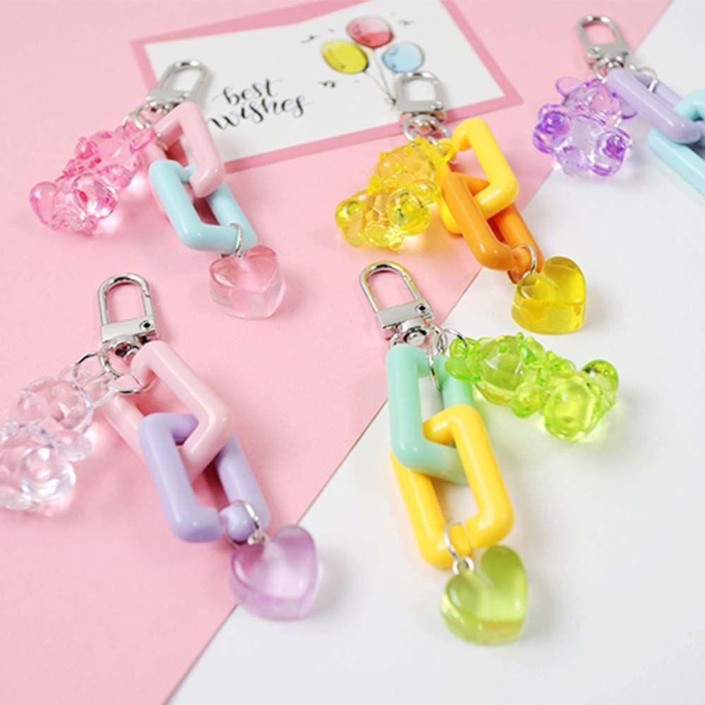 Key Holder Crystal Bear Key Chains Mobile Phone Chain Bag Pendant Decoration Korean Style Key Ring