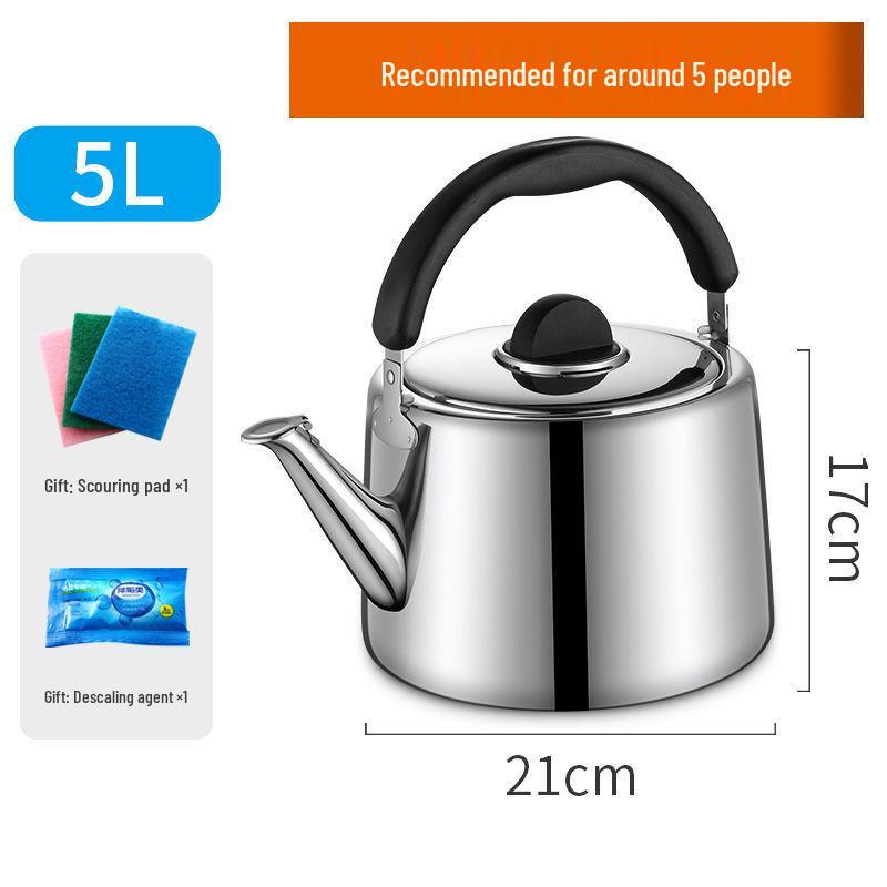 Чайник из нержавеющей стали 304 со свистком для газовых и индукционных плит, большой емкости