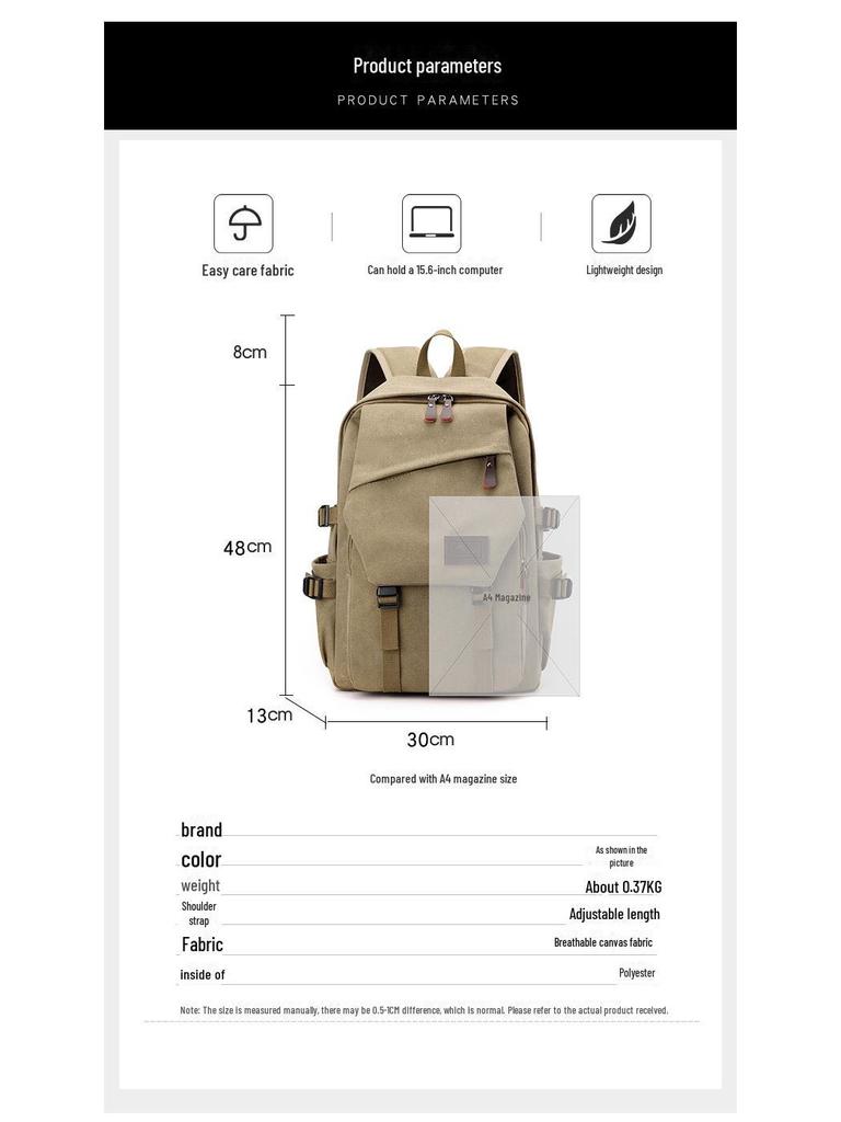 Мужской холщовый рюкзак большой вместимости, сумка для ноутбука 15,6 дюйма для студентов и пассажиров