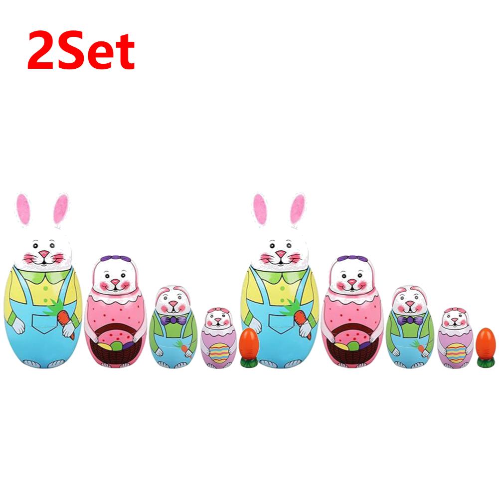 1-5X Easter Bunny Nesting Doll Dolls Toys Wooden Russian Nesting Doll Russian Nesting Stacking Dolls Home Bedroom Craft Supplie