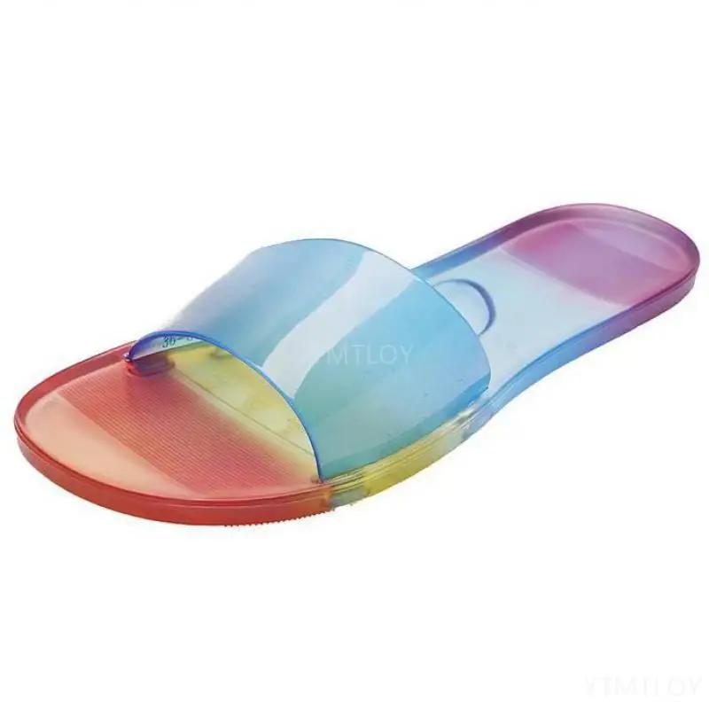Женские тапочки из ПВХ, прозрачные, повседневные туфли, женские сандалии, модные летние прозрачные шлепанцы, плоские тапочки, Zapatos Mujer