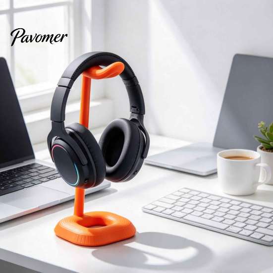 Headphone Organizer for Desk 3D Printed Stand, Modern Curved Gaming Headset Holder Desktop Stable Support Storage, Display Rack Office Study Room and