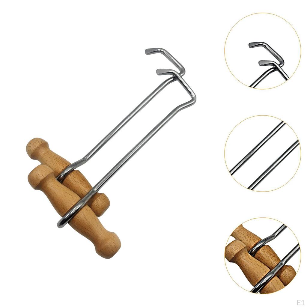 2Pcs Horse Boot Puller Wooden Handle Hooks Sturdy Metal Stable Supplies Comfortable Grip