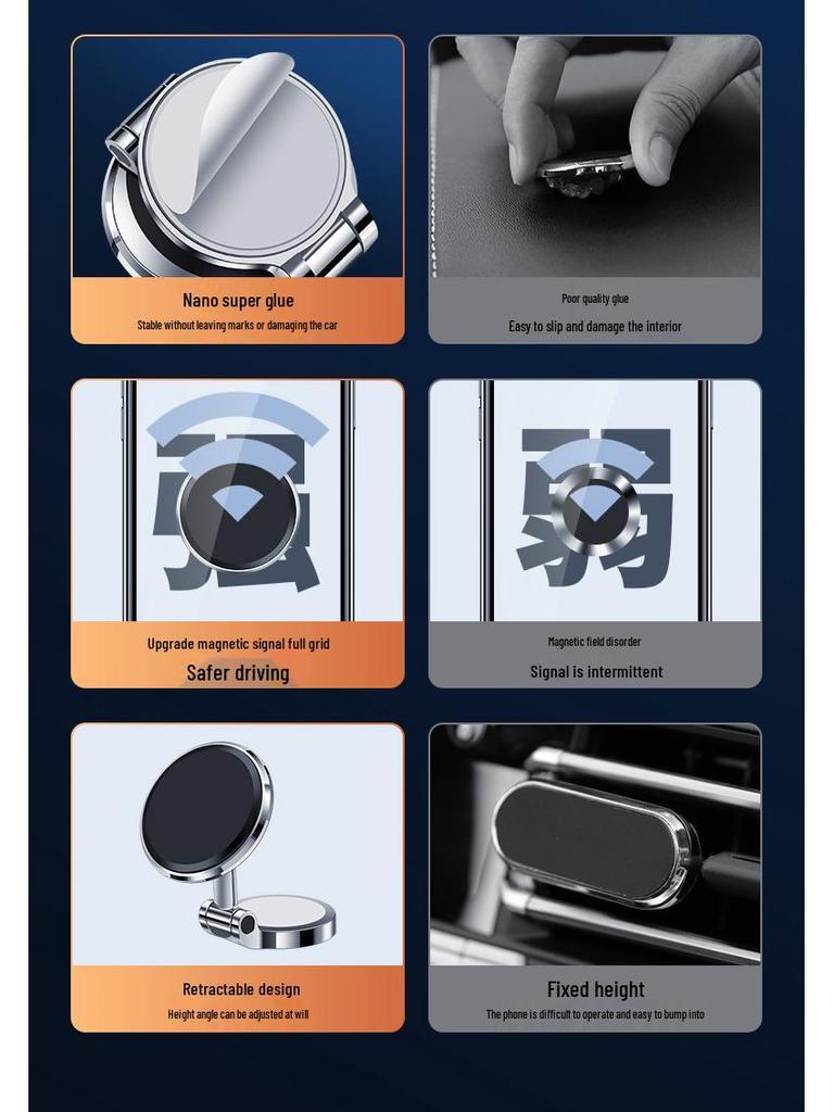 Metal Dual-Folding Dashboard Car Navigation Phone Holder