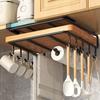 Kitchen Hanging Rack Kitchen Cabinet Paper Towel Rack High Load-bearing Metal Pot Lid Shelves Double Layered Cutting Board Shelf