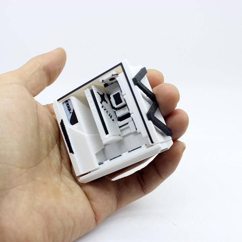 Compact Black Office Scene Model With Precise Proportions Ideal For Photography And DIY Projects