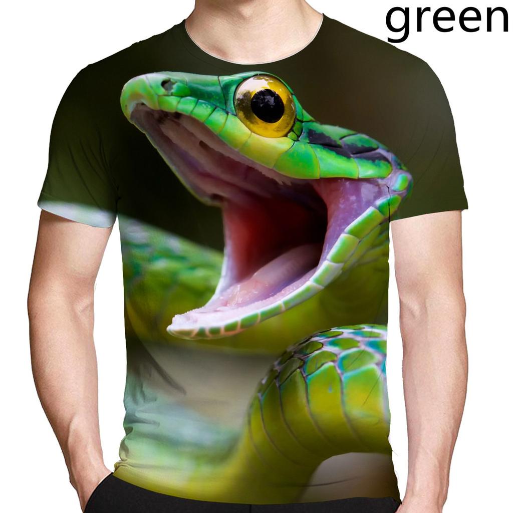 Мужская футболка, летние повседневные футболки, 3D-принт, уличный стиль, топы со змеиным узором