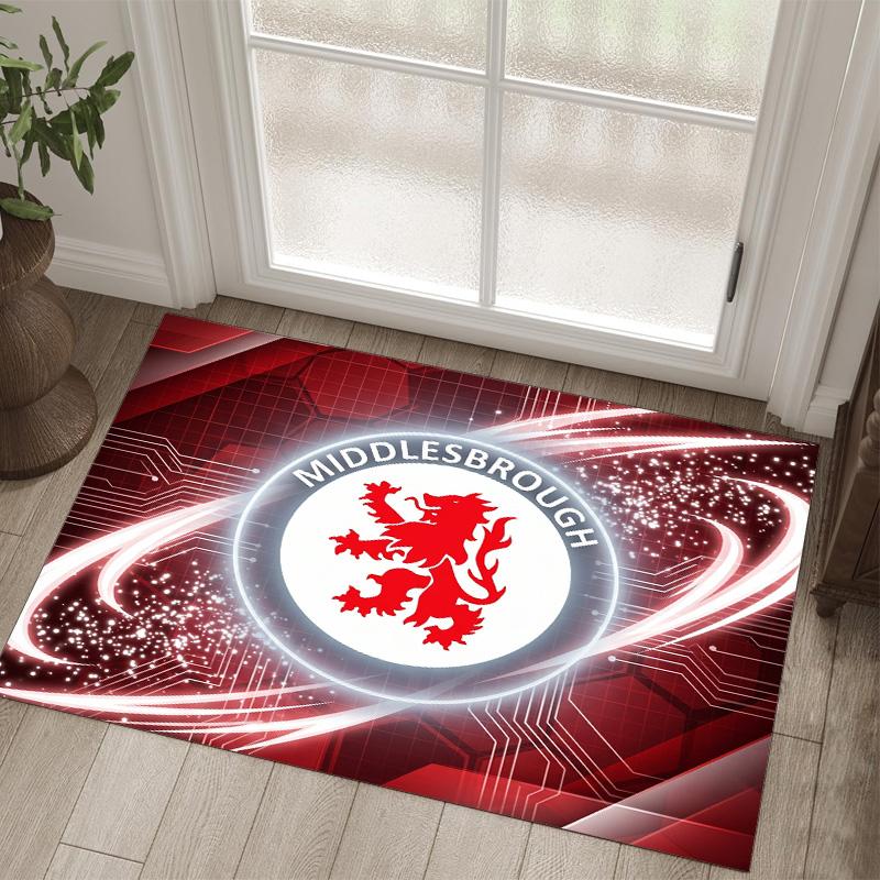 Middlesbrough Football Design Crystal Velvet Carpet Cozy Non?Slip Printed Rug For Bedroom Living Room Entrance