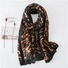 Dongdaemun Autumn/Winter Cotton-Linen Leopard Print Shawl with Black Edging