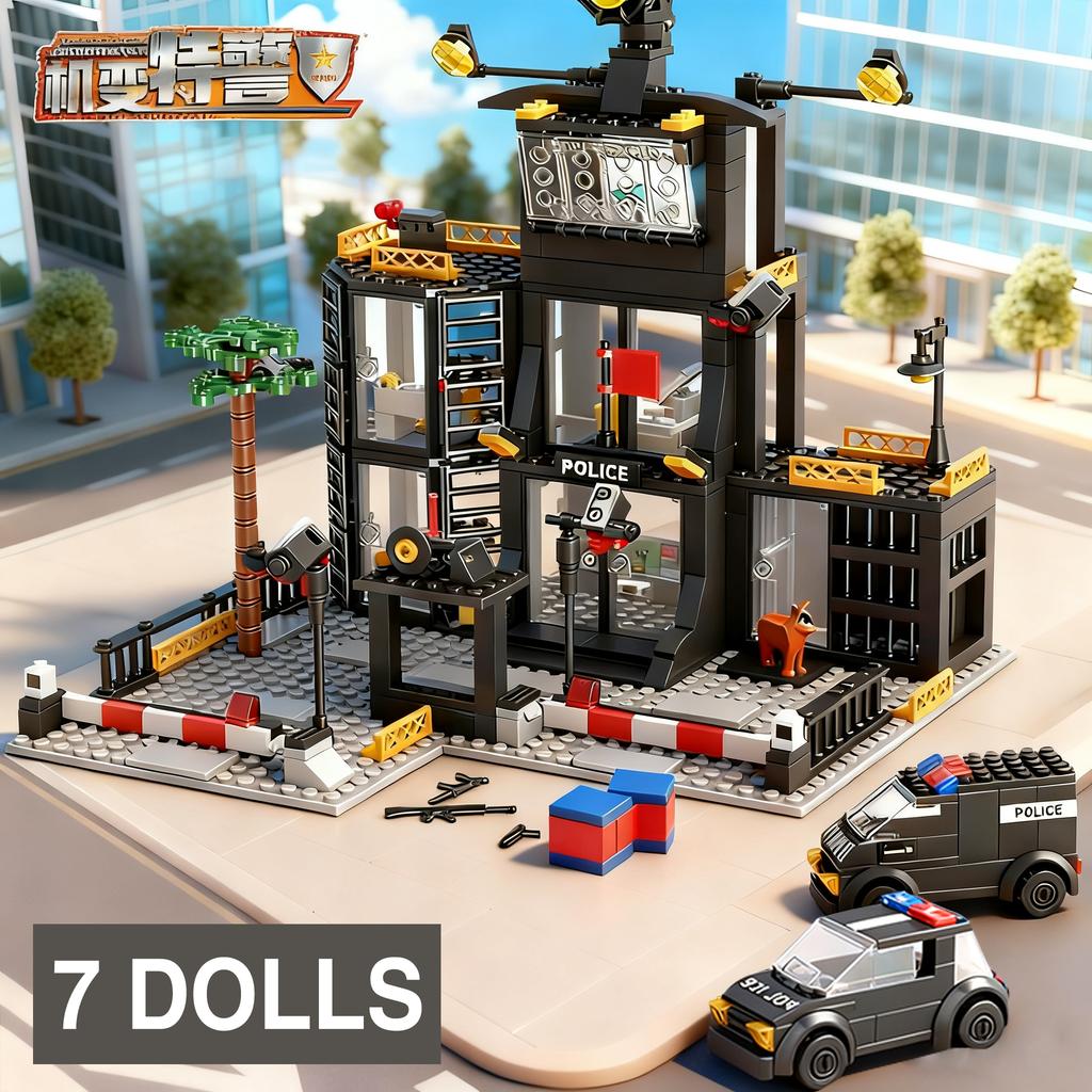 SWAT Полицейский участок Военный Город Модель Набор Тюремная Машина Полицейский Лодка Фигурки Модель Строительные Блоки DIY Игрушка для Детей Мальчиков Подарок